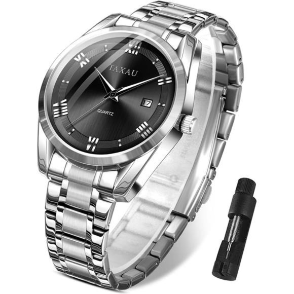Quartz Men's Watch Stainless Steel Waterproof Simple Watches Large Face